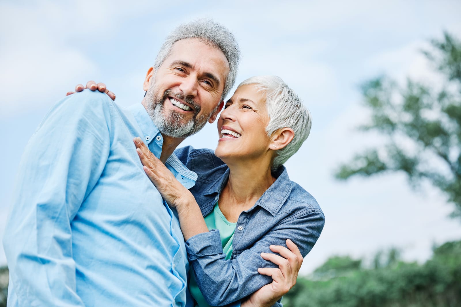 Senior Couple Embracing Outdoors