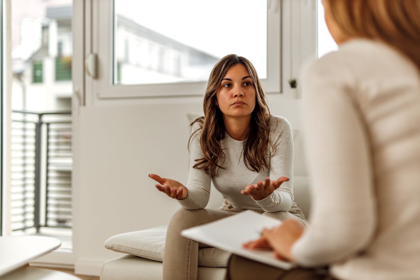 Woman Talking Therapist Session