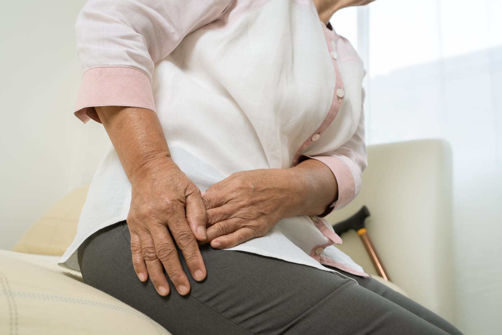 Elderly Woman Hip Pain Cane