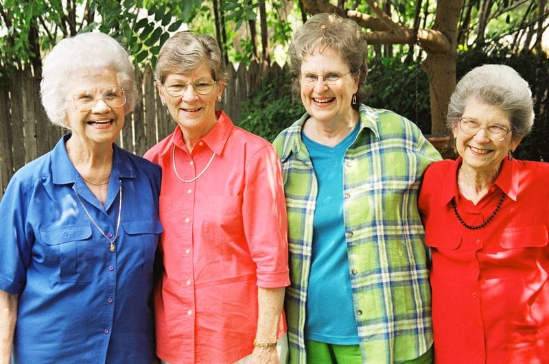 Four Senior Women Friends Outdoors
