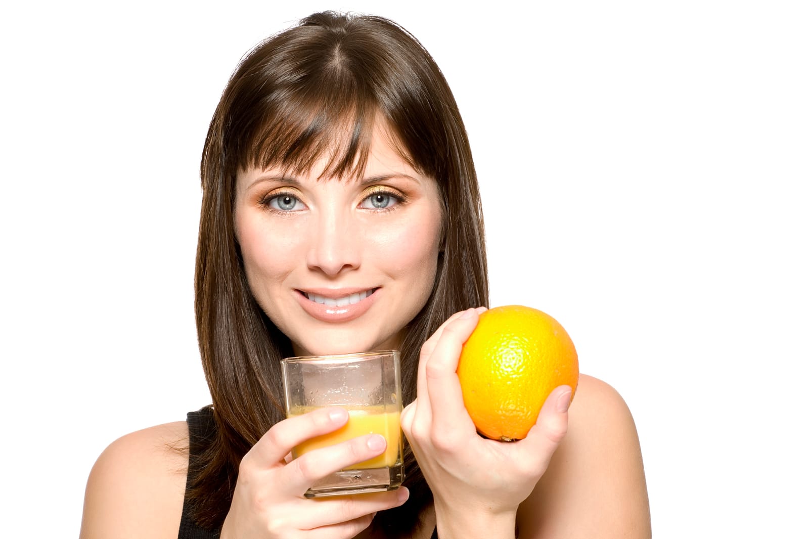 Woman Holding Orange Glass