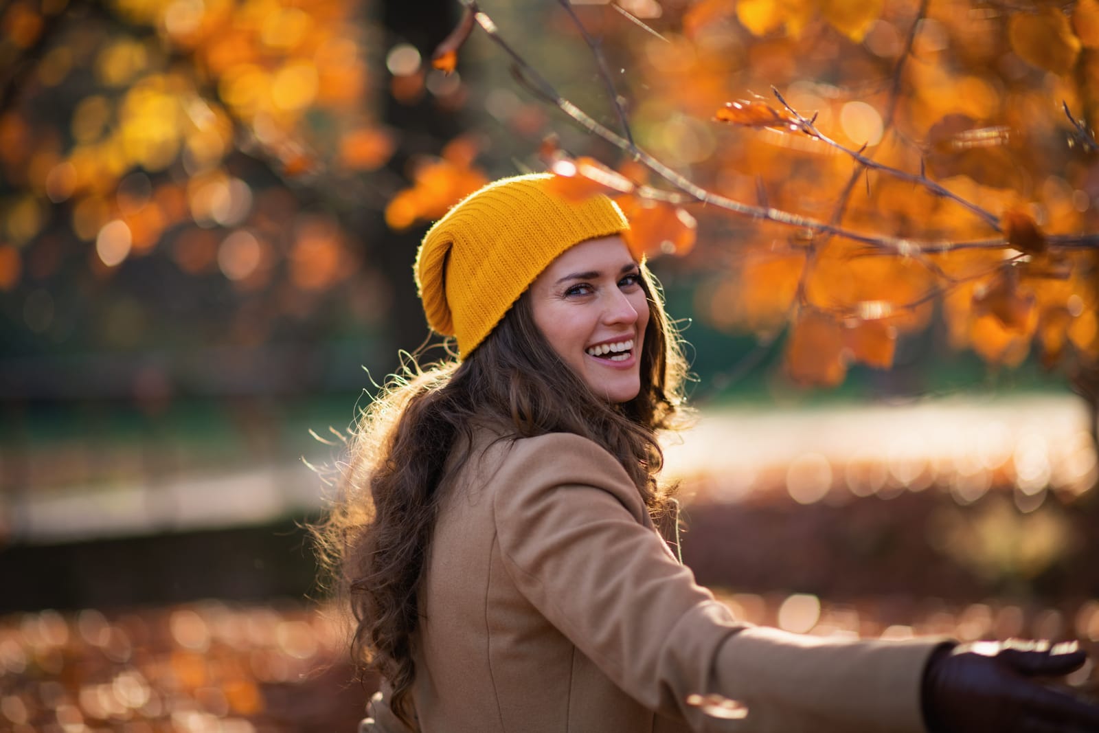 Woman Smiling Autumn Park